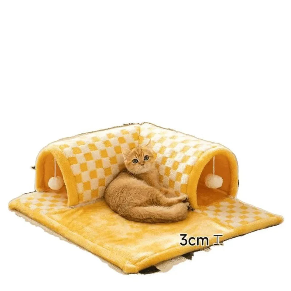 Cama para Gatos Tipo Túnel/Labirinto com Entrada para Escavar – Inclui Cobertor Removível e Lavável