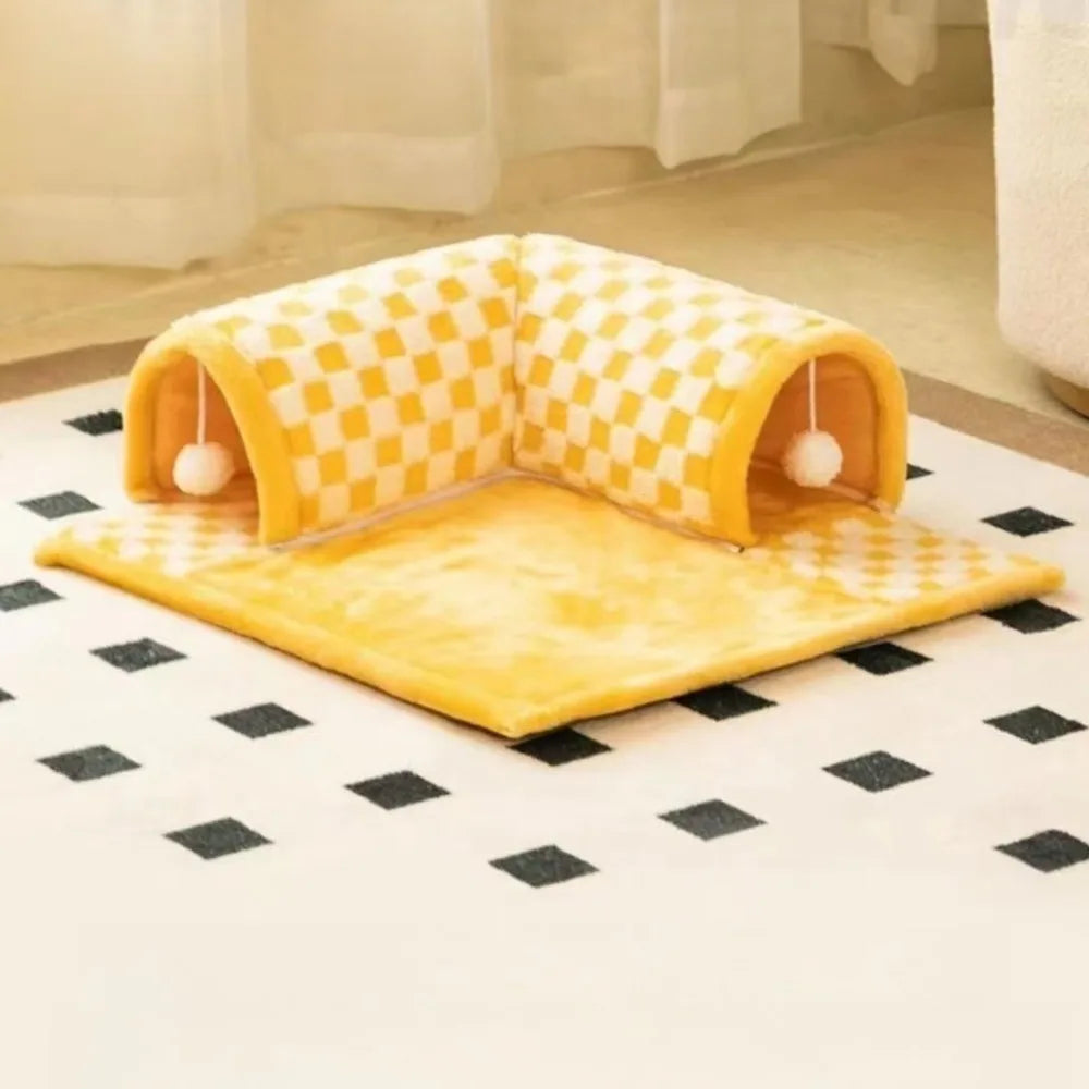 Cama para Gatos Tipo Túnel/Labirinto com Entrada para Escavar – Inclui Cobertor Removível e Lavável